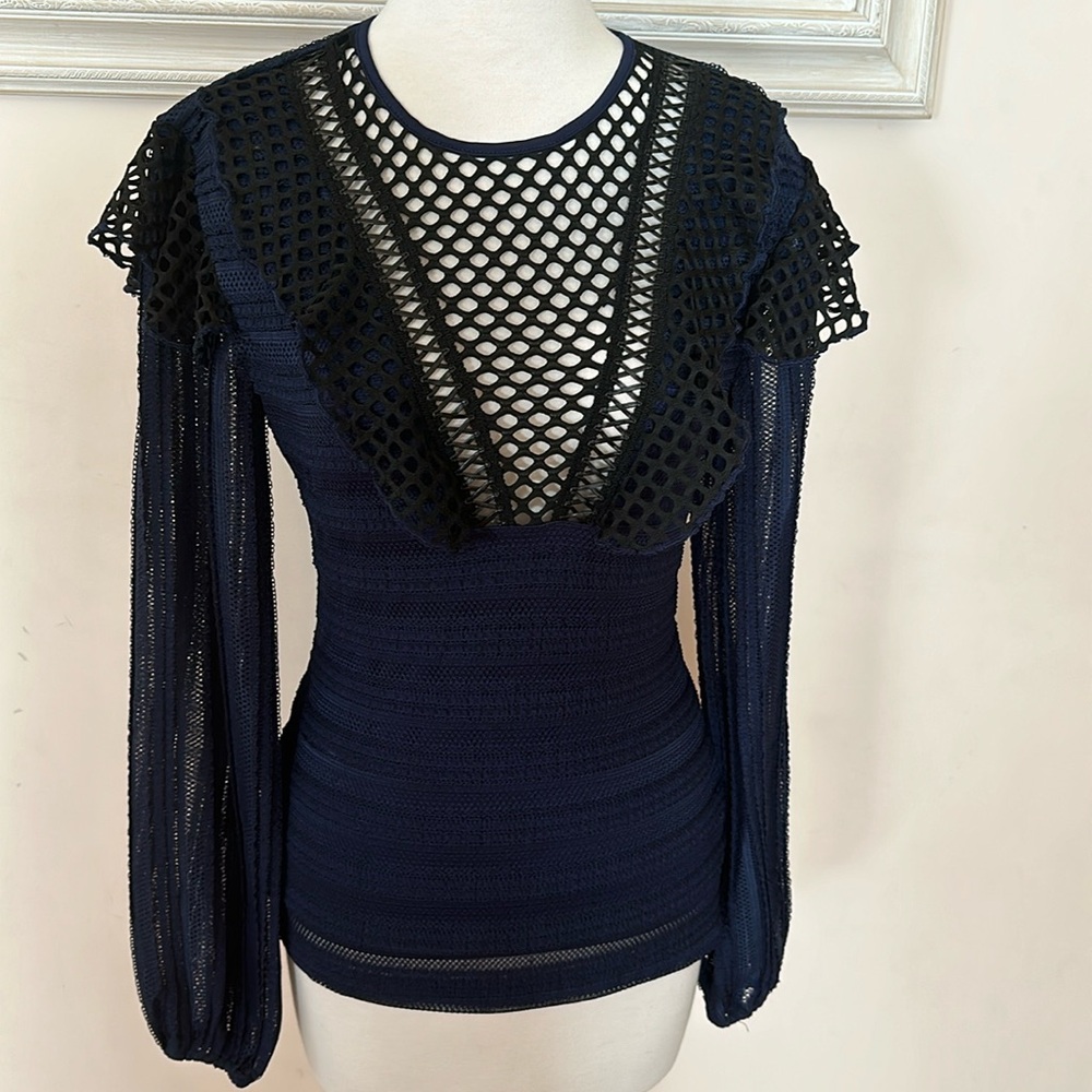 Bebe lace mixed ruffle top. Size M. New with tags.